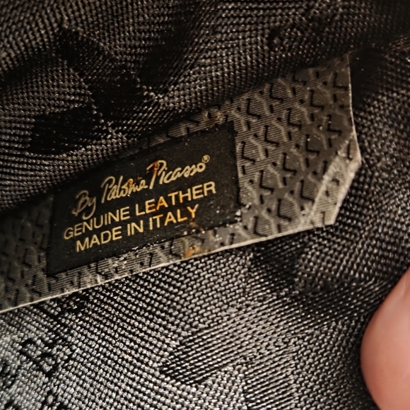 Paloma Picasso Black Genuine Leather Convertible Shoulder Bag Made in Italy - Picture 11 of 13